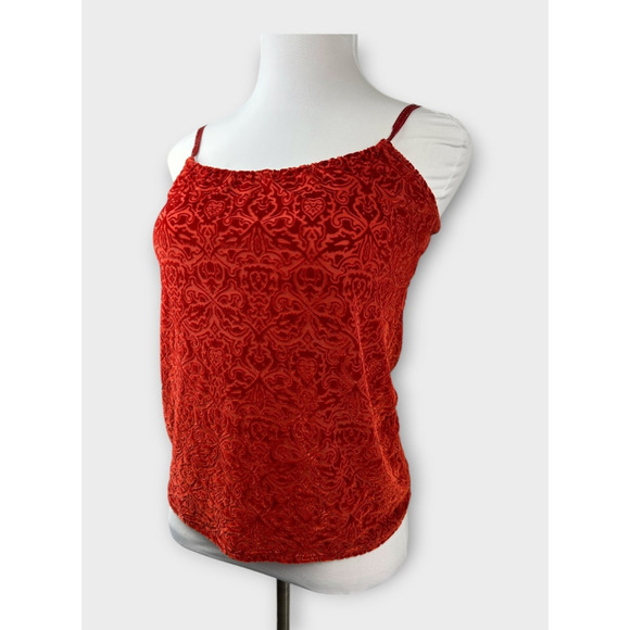 Y2k Holly Flock by Lucky Brand Velvet Burnout Spaghetti Strap Top Paisley Small - Picture 2 of 14